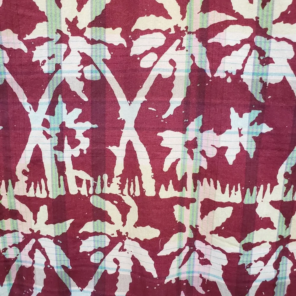 J. Crew Indian Madras Camp Collar Shirt  Short sleeves Men M Palm Print Amara